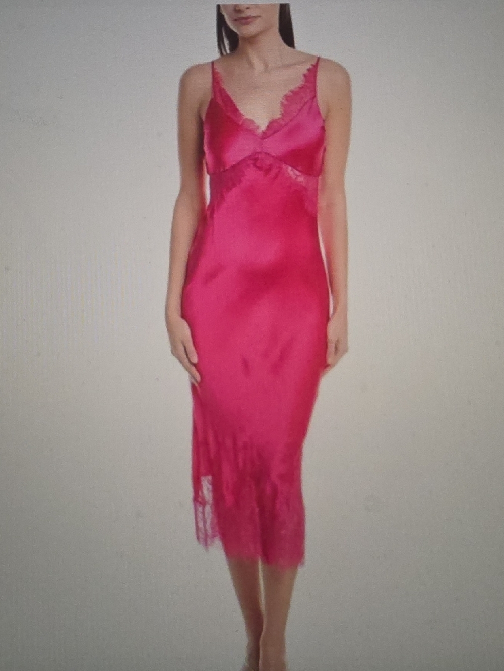 L'AGENCE Scotly Lace Trim Silk Midi Dress Pink Size 2 $575